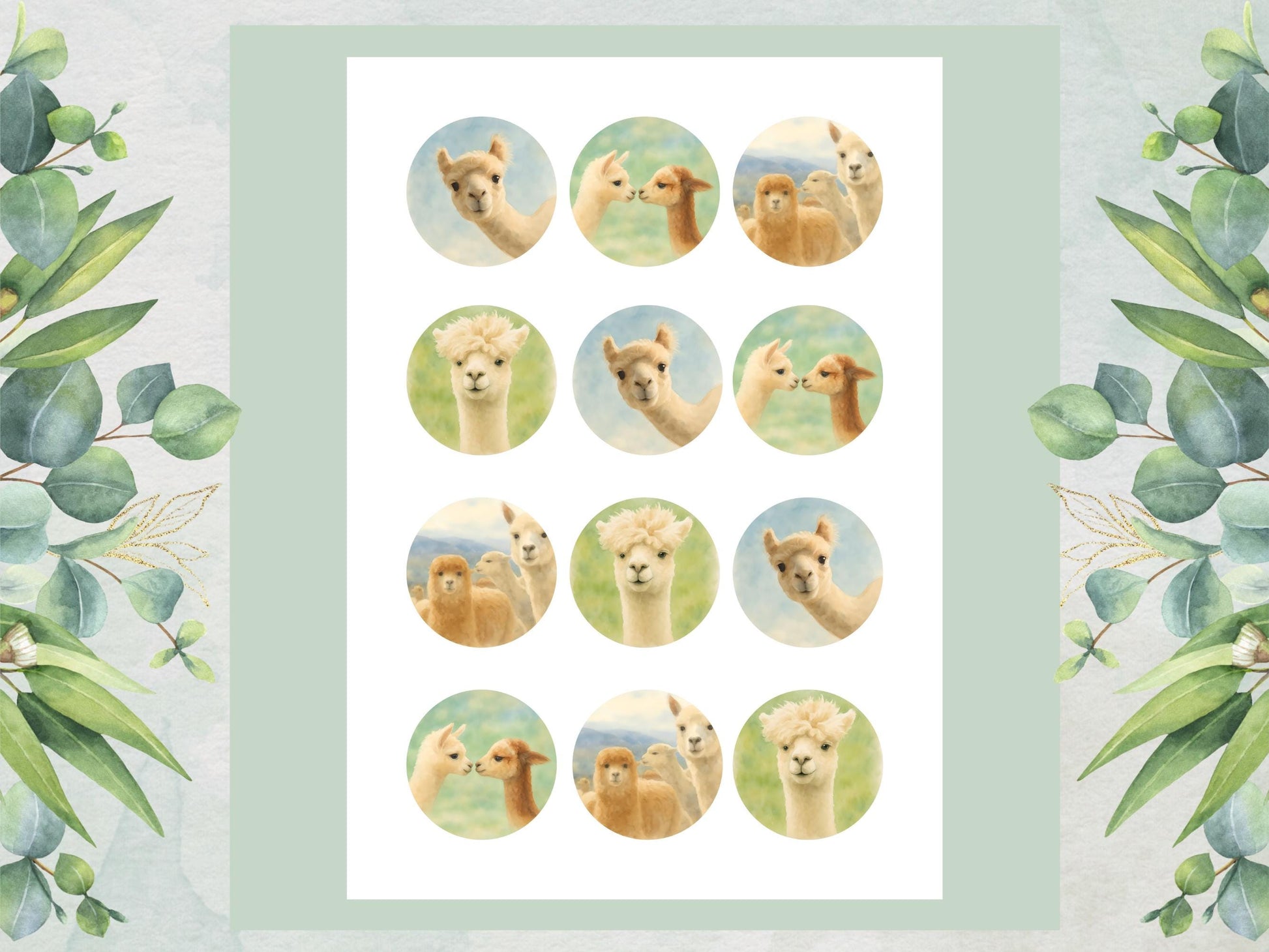 Alpaca Cupcake Toppers – Edible Birthday Cake Decoration (Pre-Cut)