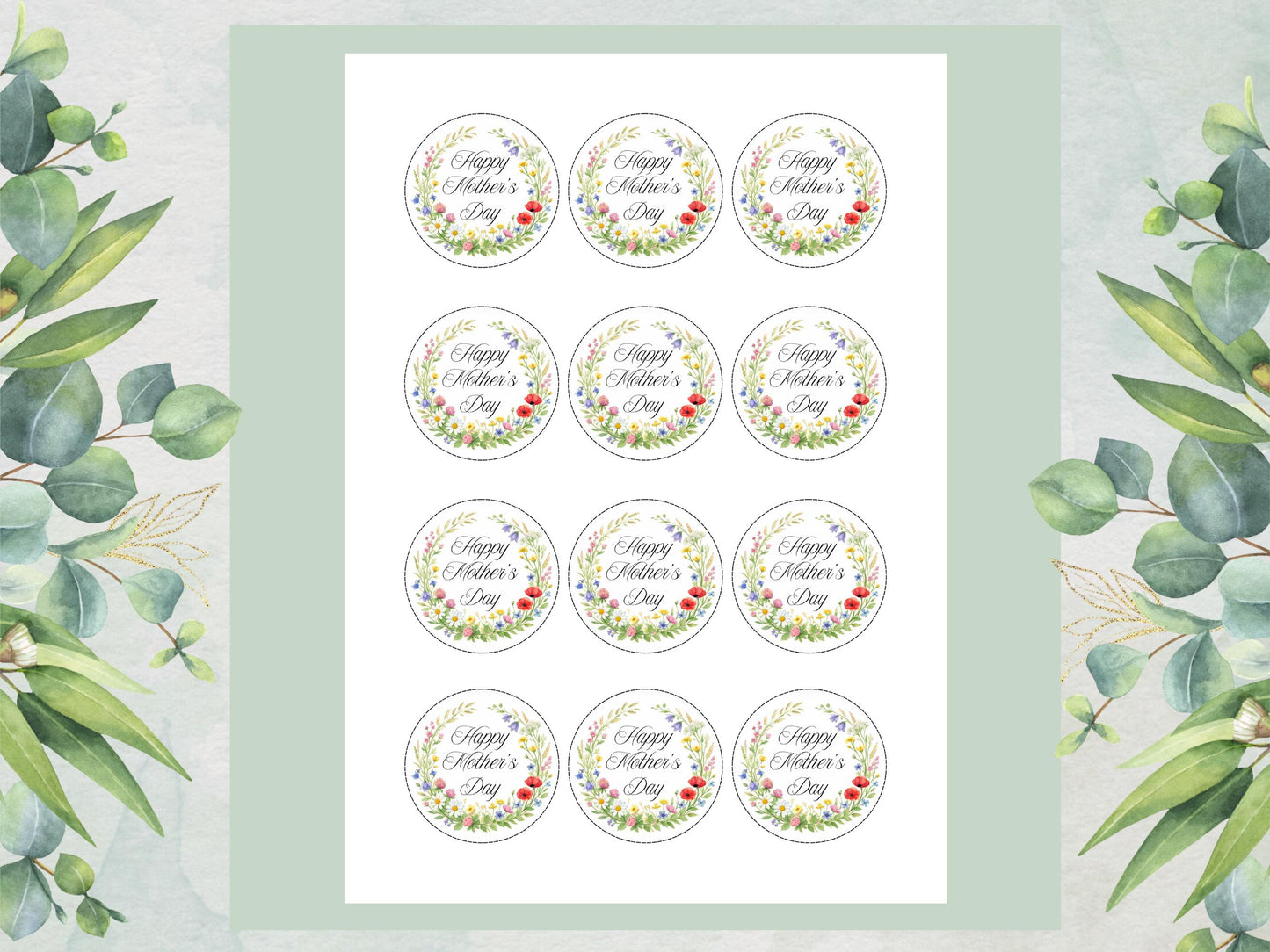 Happy Mother's Day Cupcake Toppers: Edible Floral Cake Decorations