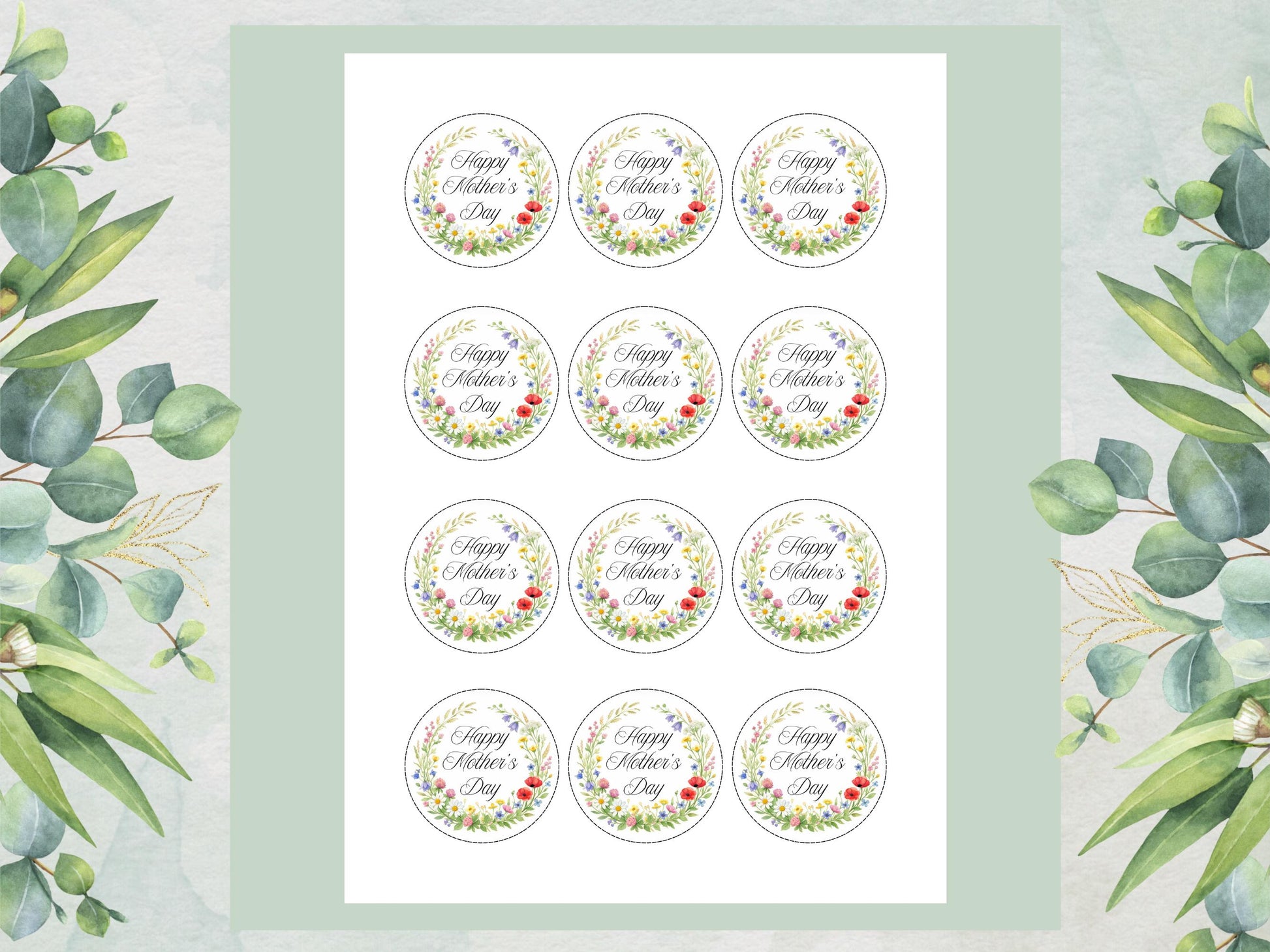 Happy Mother's Day Cupcake Toppers: Edible Floral Cake Decorations