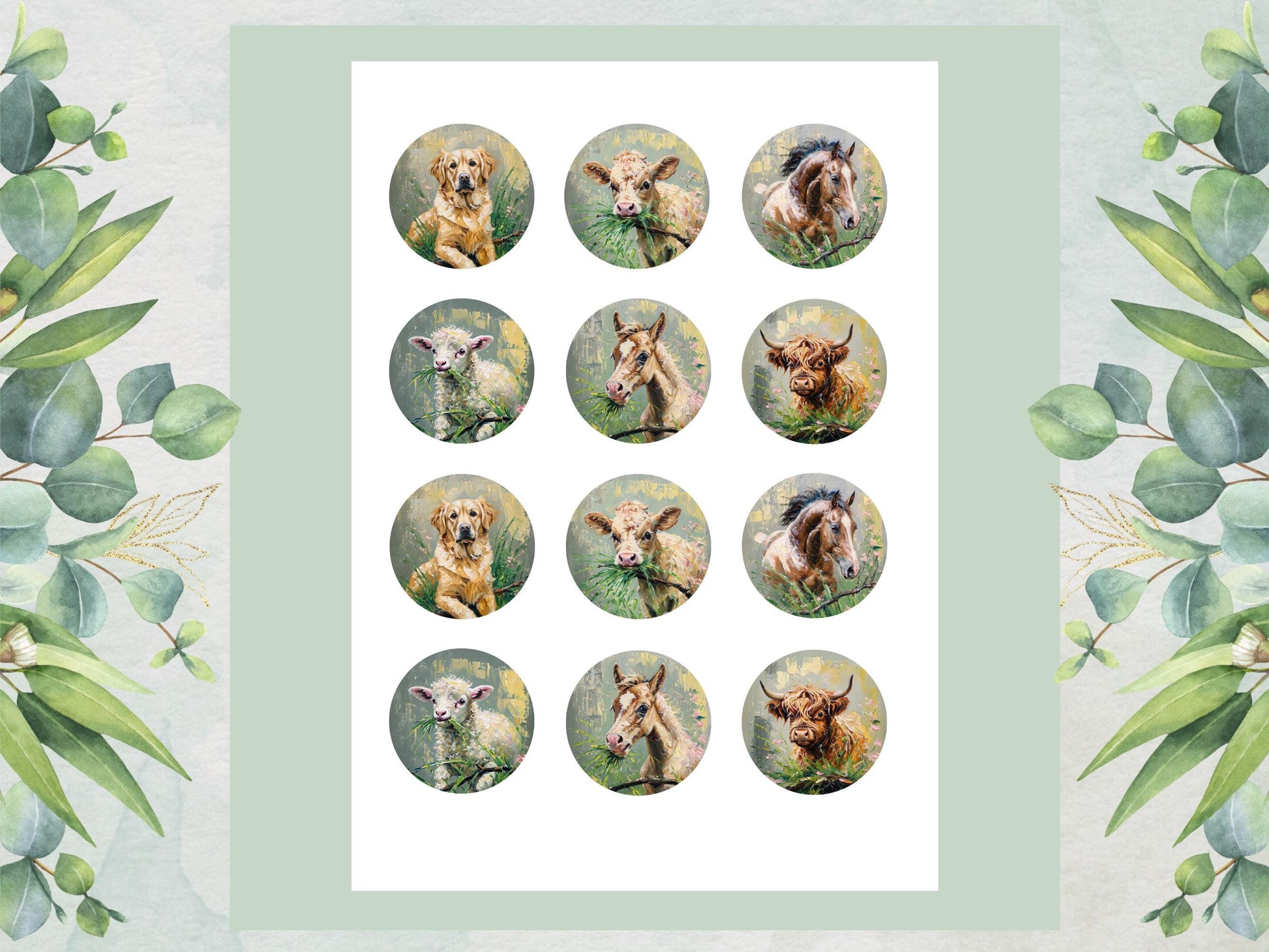 Farm Animal Edible Cupcake Toppers 12 x 2"– Animal Cake Decoration