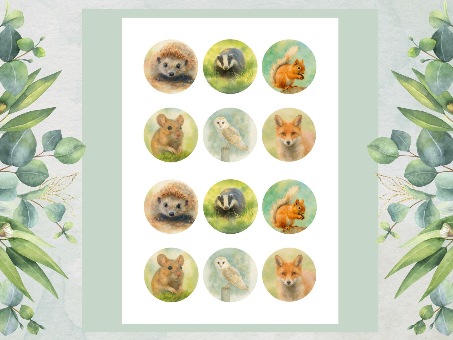 Forest Animal Edible Cupcake Toppers 12 x 2"– Wildlife Cake Decoration
