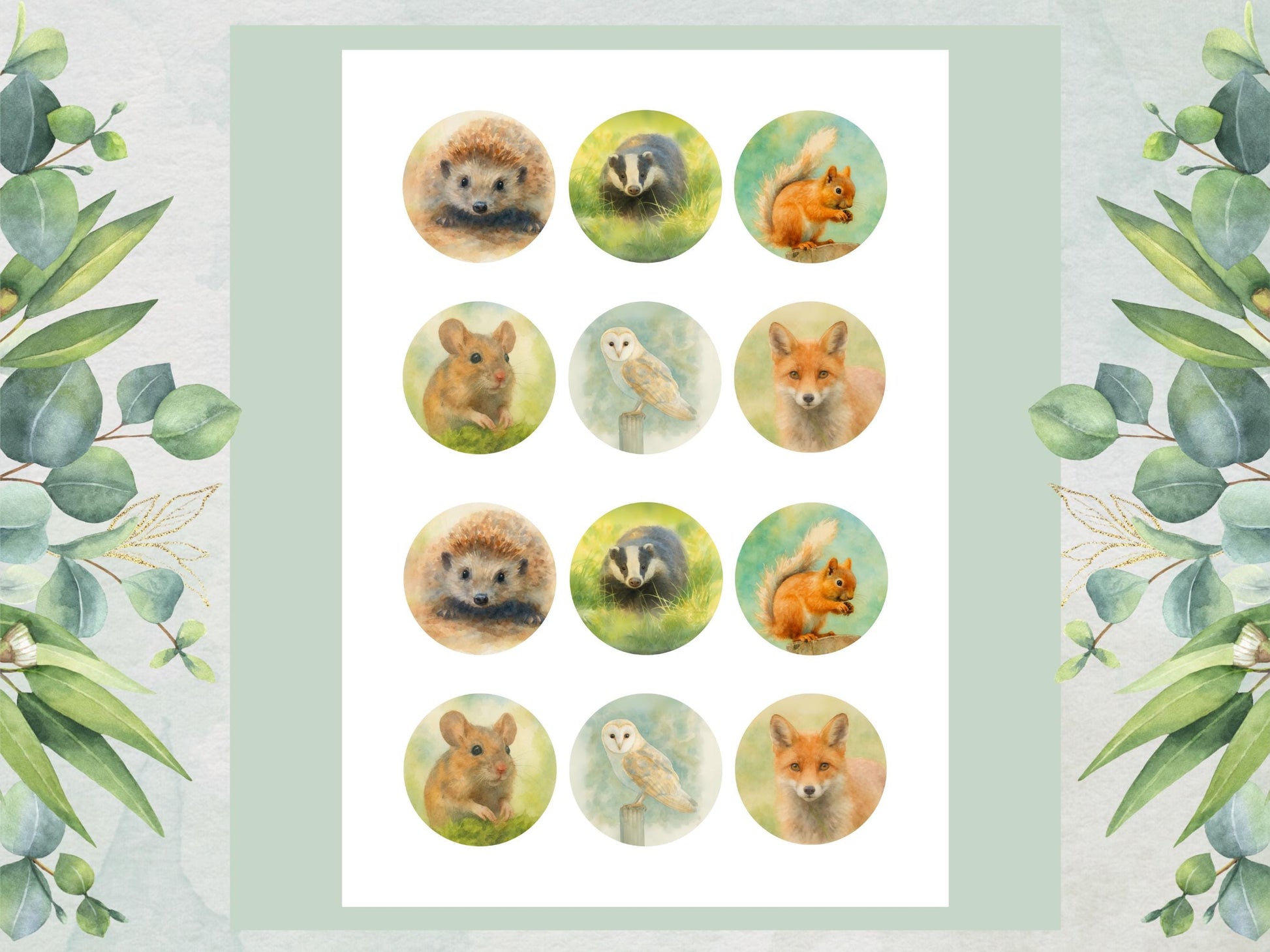 Forest Animal Edible Cupcake Toppers 12 x 2"– Wildlife Cake Decoration