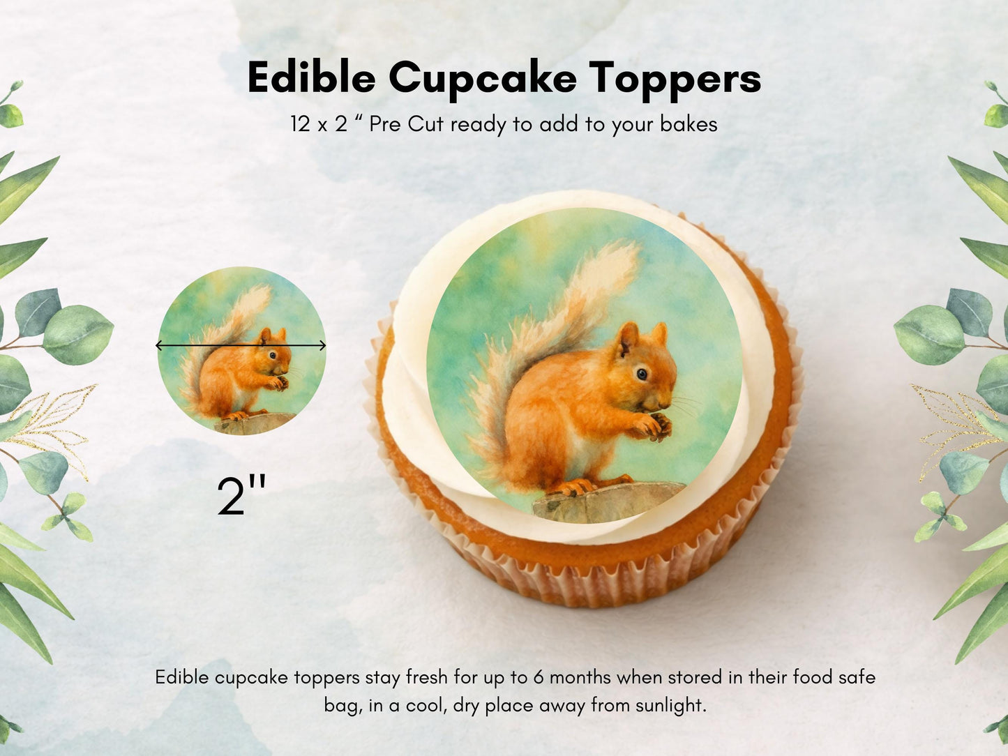 Forest Animal Edible Cupcake Toppers 12 x 2"– Wildlife Cake Decoration