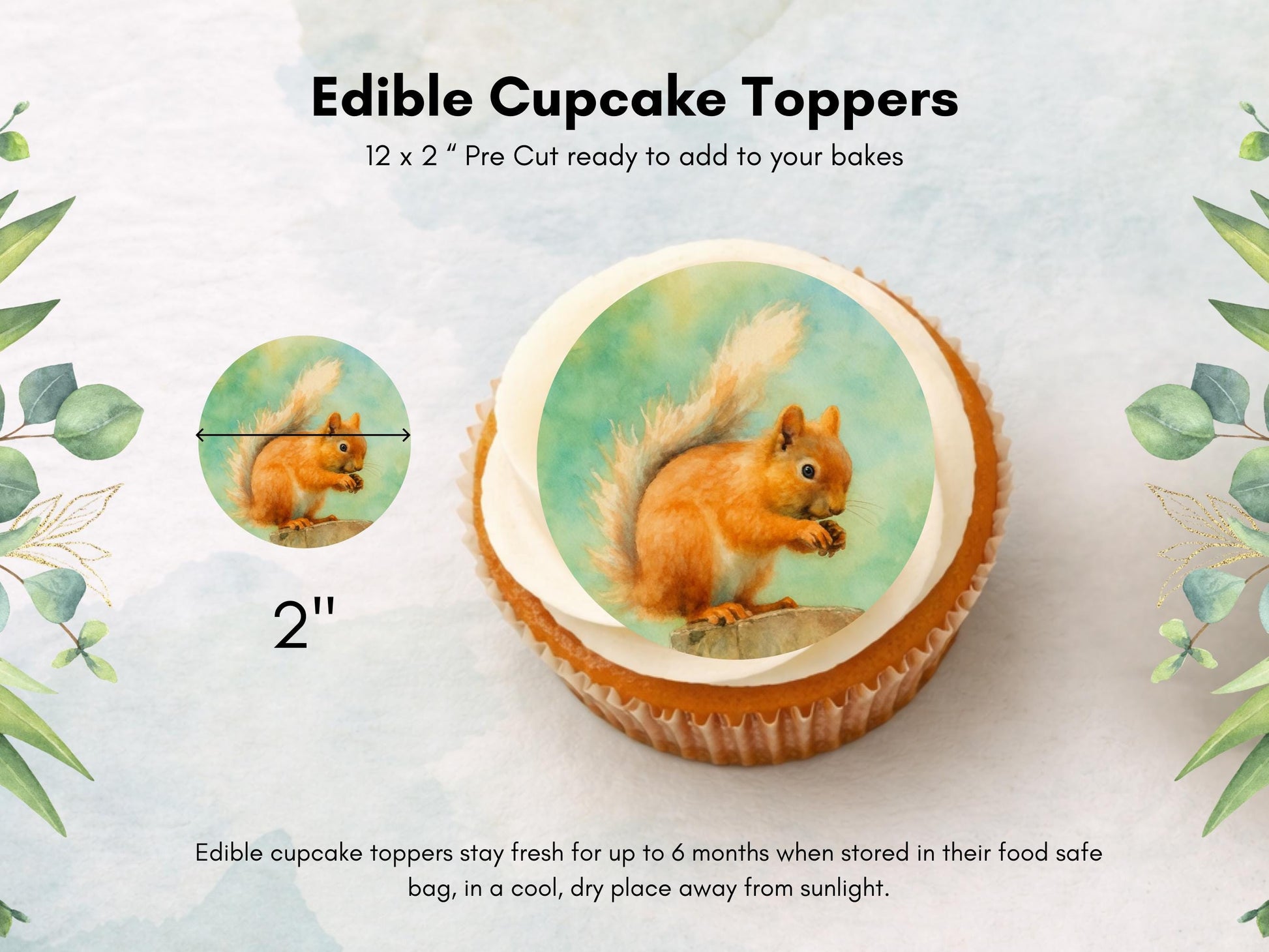 Forest Animal Edible Cupcake Toppers 12 x 2"– Wildlife Cake Decoration