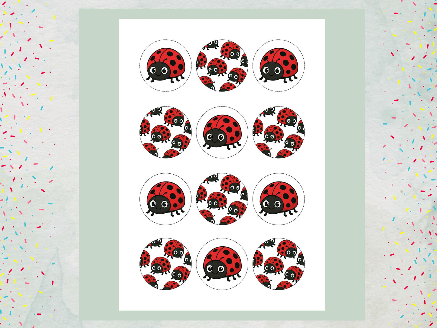Ladybug Cupcake Toppers – Edible Wafer Paper, Icing Sheet