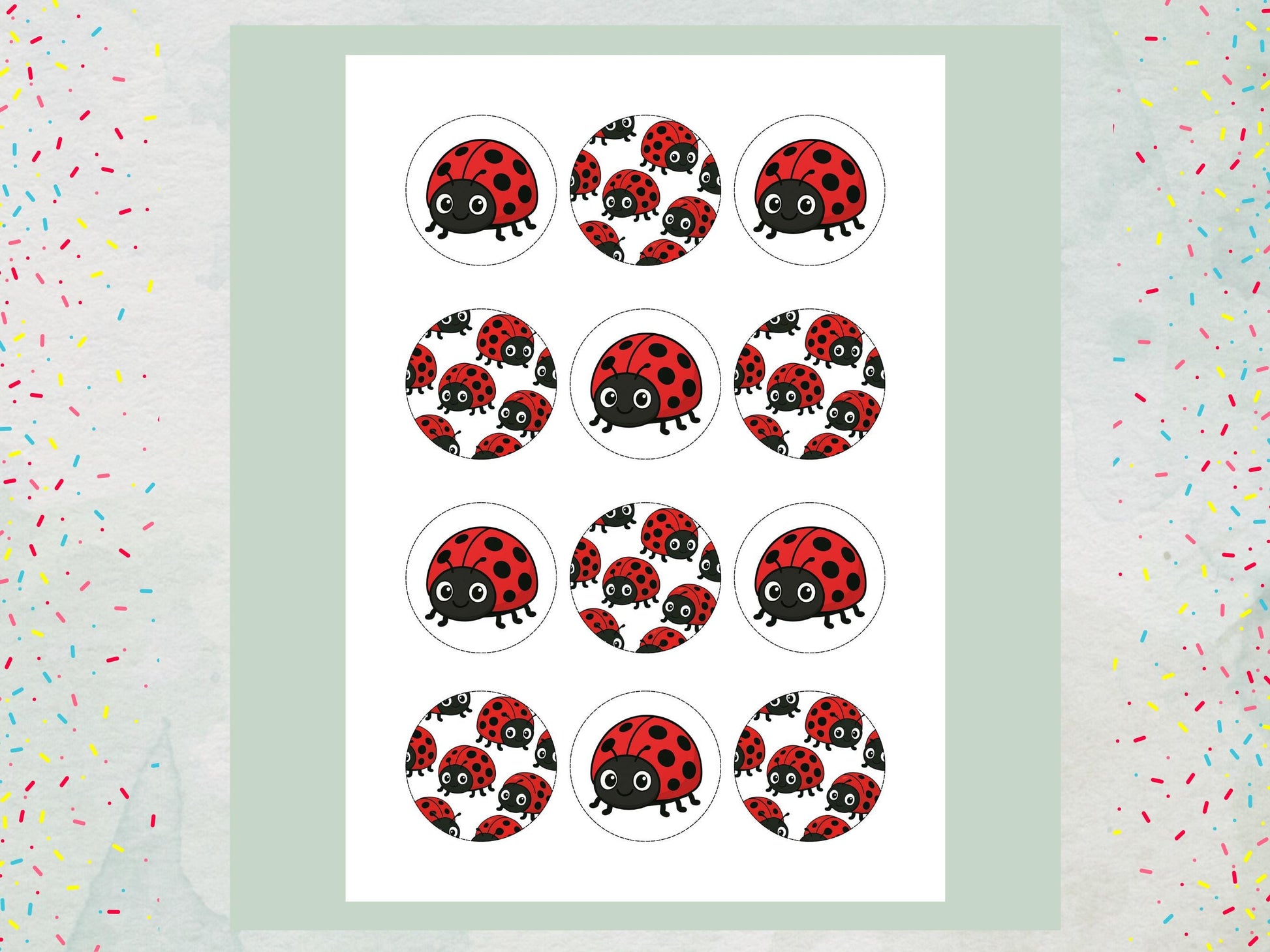 Ladybug Cupcake Toppers – Edible Wafer Paper, Icing Sheet