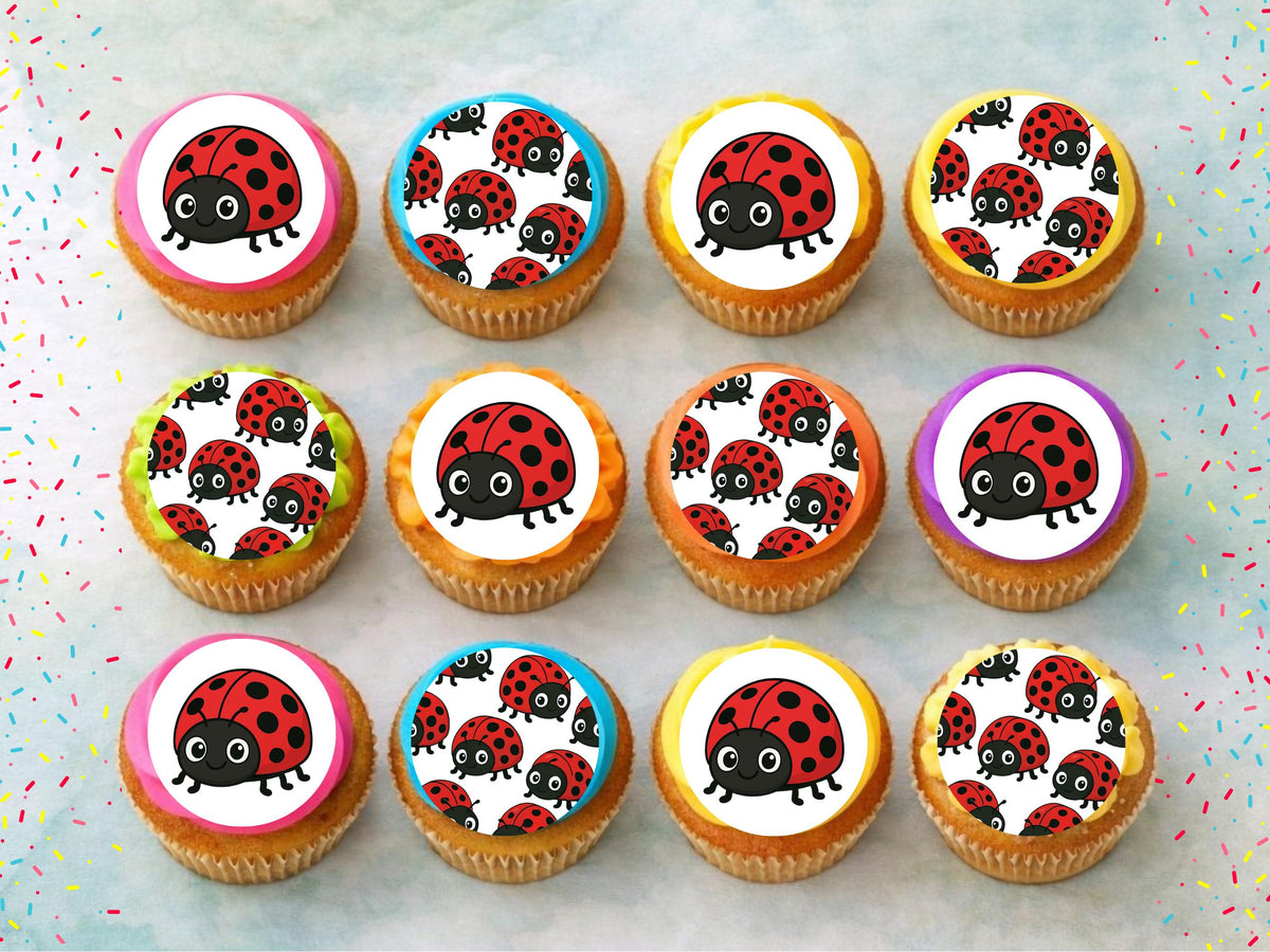 Ladybug Cupcake Toppers – Lady Bird Cake Decorations 12 x 2"