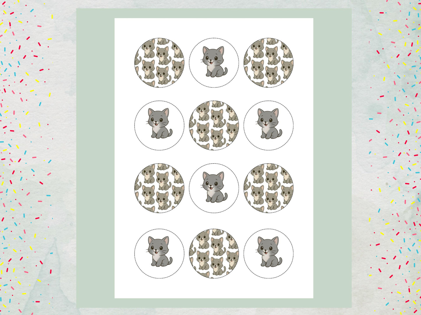 Cute Kitten Edible Cupcake Toppers – Precut Cat Cake Decoration