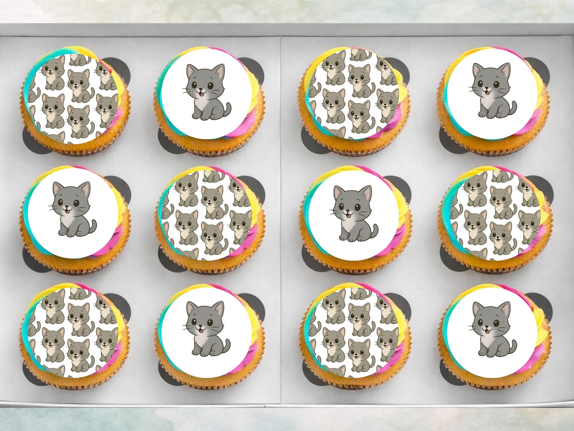 Cute Kitten Edible Cupcake Toppers – Precut Cat Cake Decoration