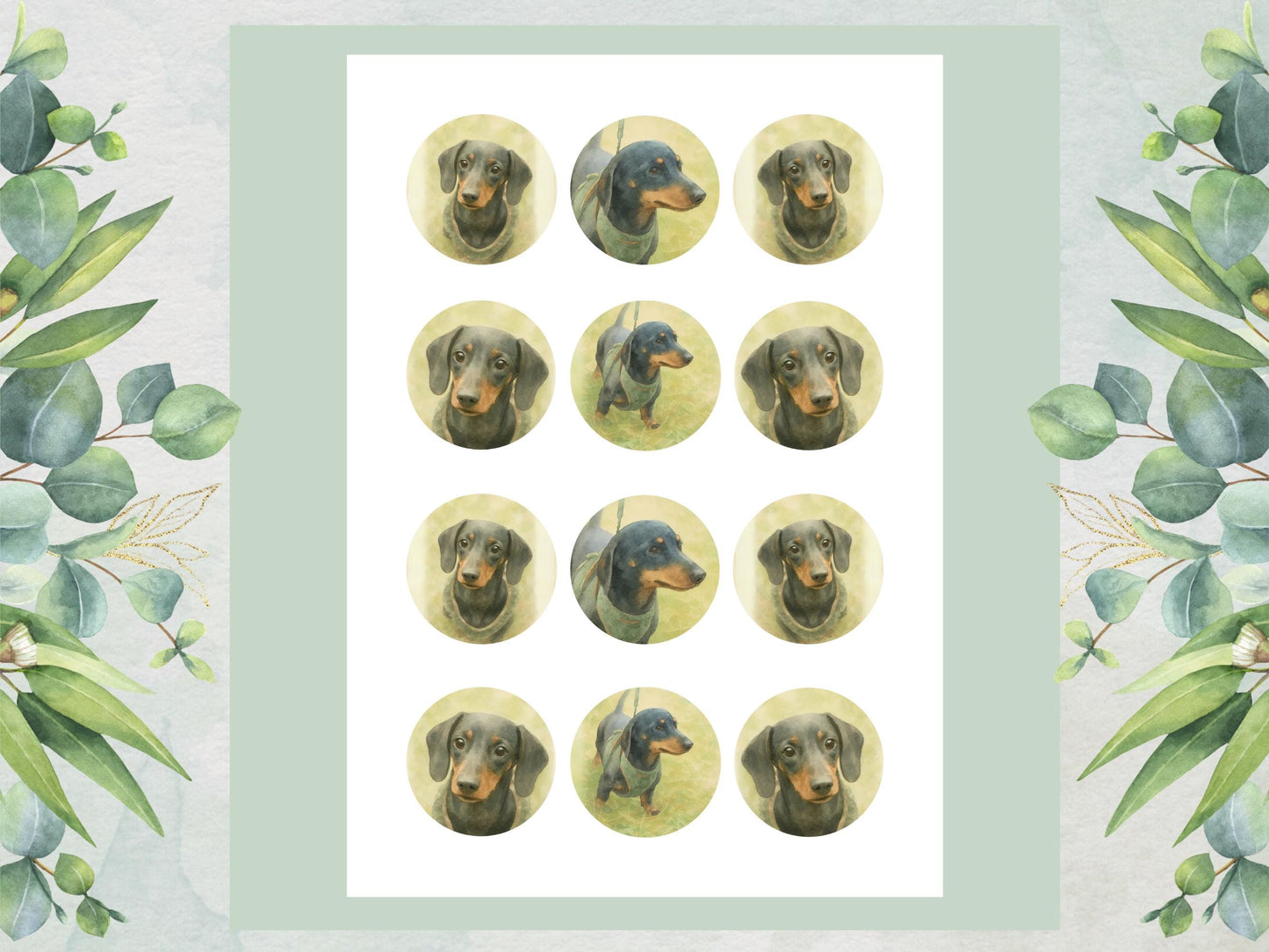 Dachshund Cupcake Toppers: Edible Wafer Paper or Icing (12 x 2")