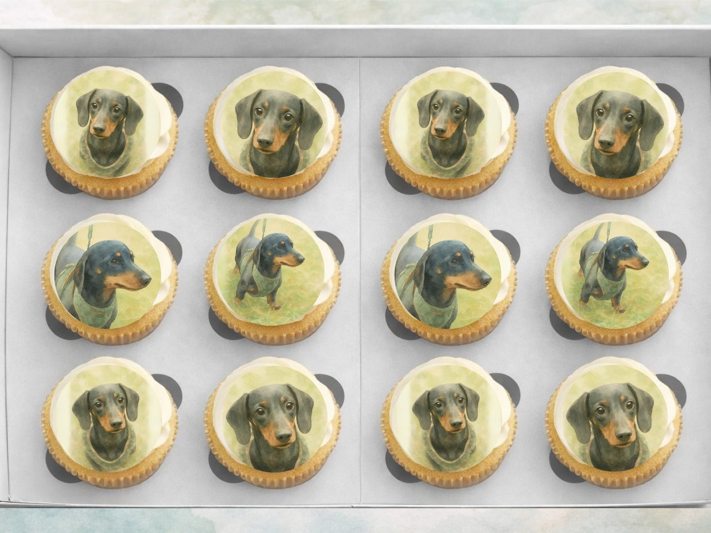 Dachshund Cupcake Toppers: Edible Wafer Paper or Icing (12 x 2")