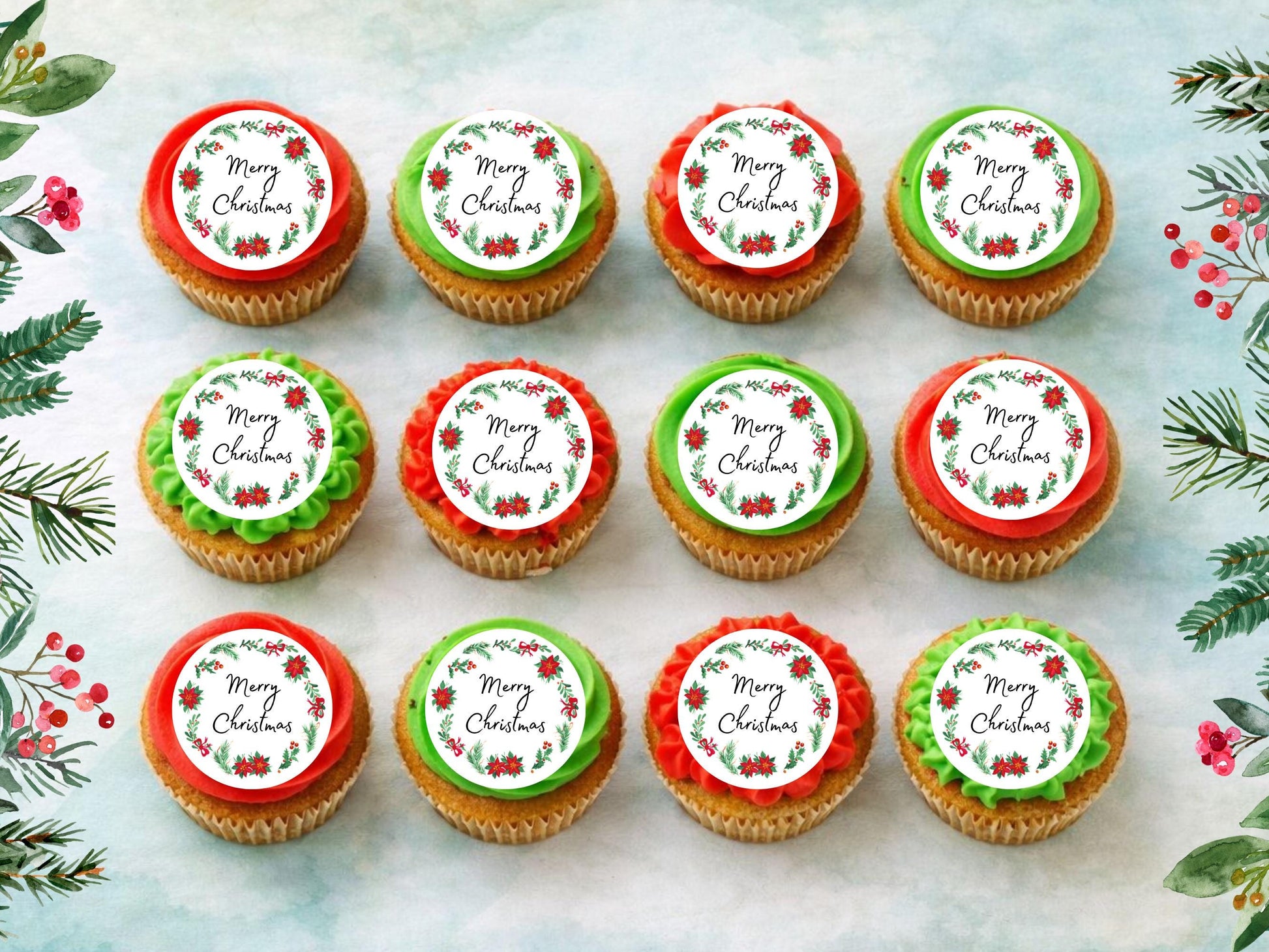 Christmas Cupcake Toppers – Precut Edible Wafer Paper Designs