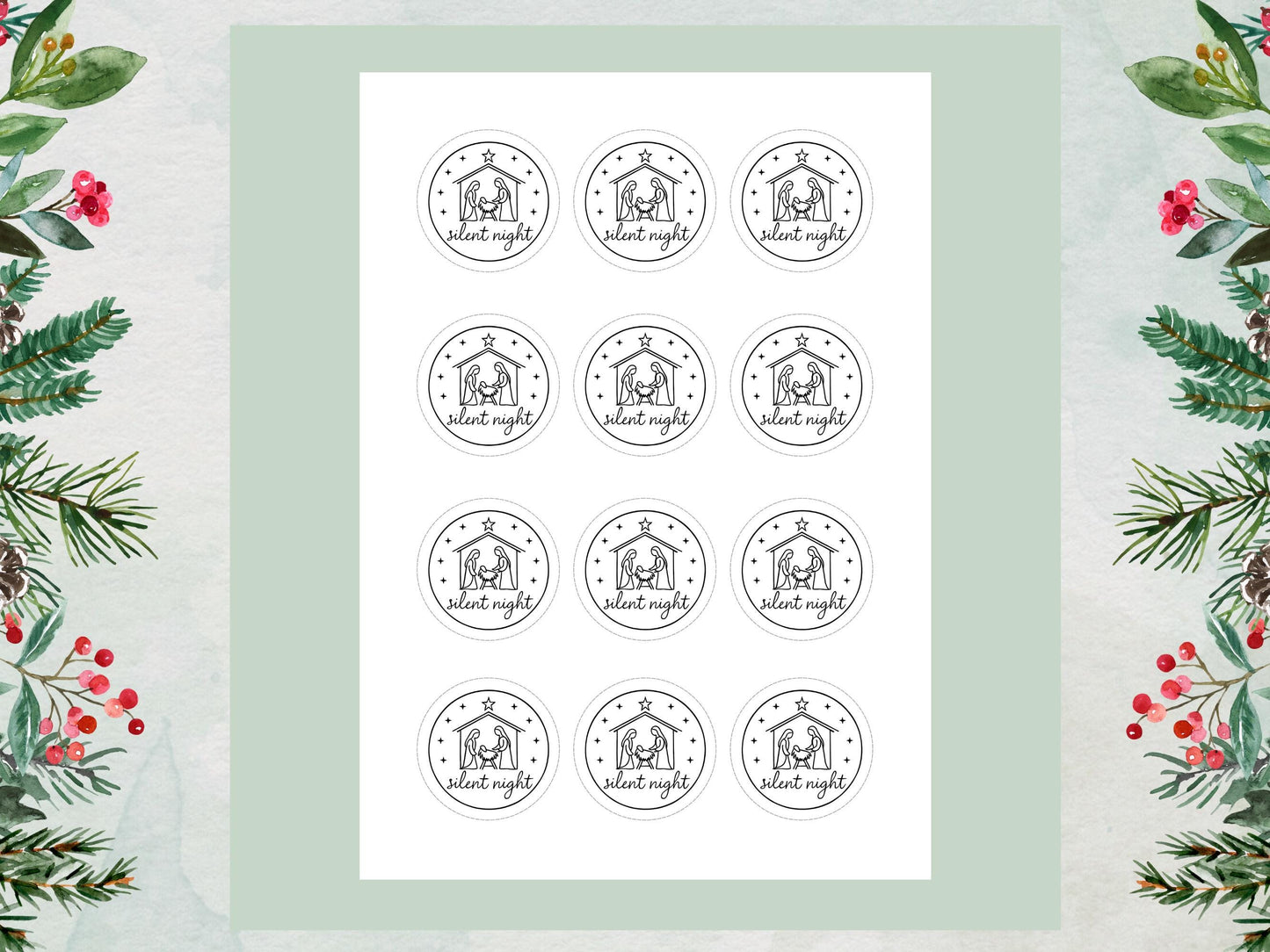 Christmas Nativity Edible Cupcake Toppers: 12 x 2" Wafer Paper, Card, or Icing