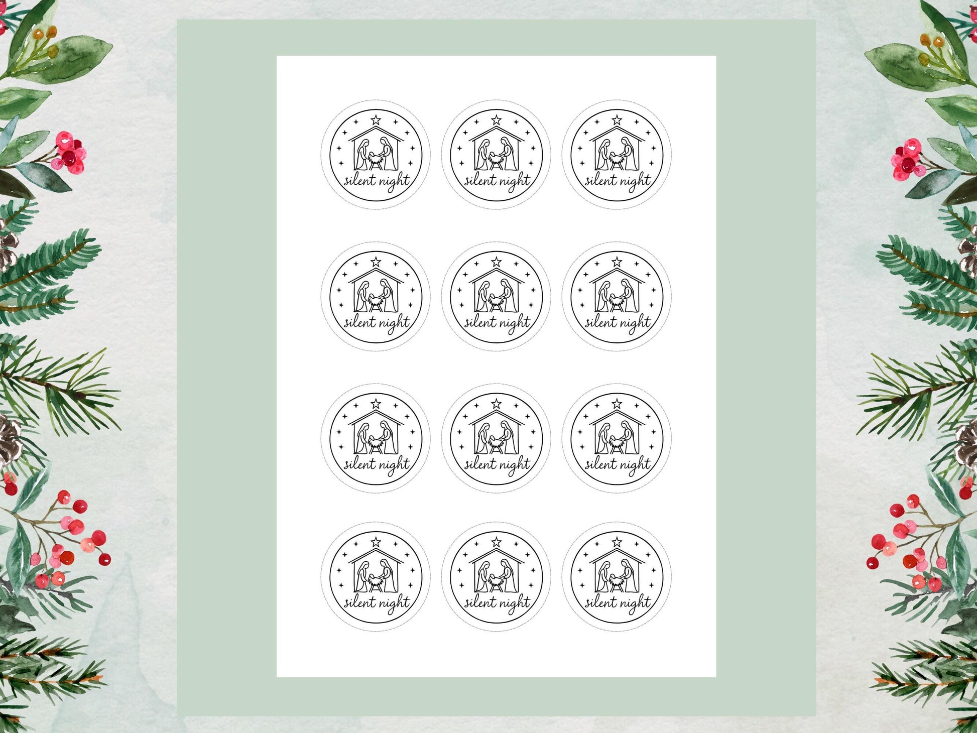 Christmas Nativity Edible Cupcake Toppers: 12 x 2" Wafer Paper, Card, or Icing