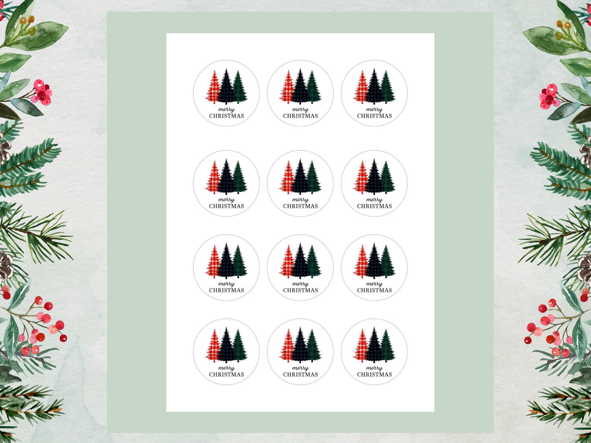 Merry Christmas Edible Cupcake Toppers: 12 x 2" Wafer Paper, Card, or Icing Sheet
