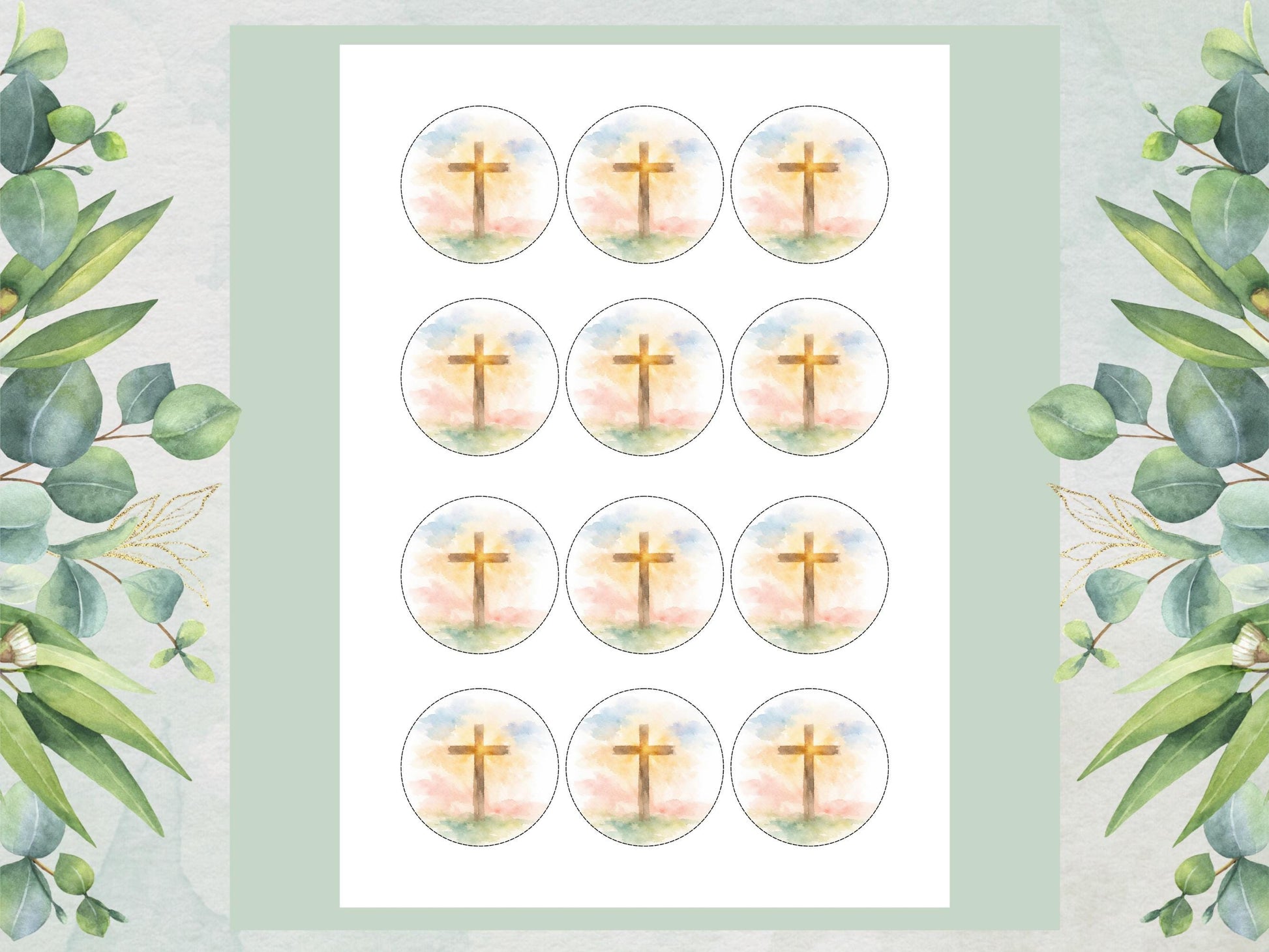 Easter Cross Edible Cupcake Toppers – Religious Easter Cake Decorations