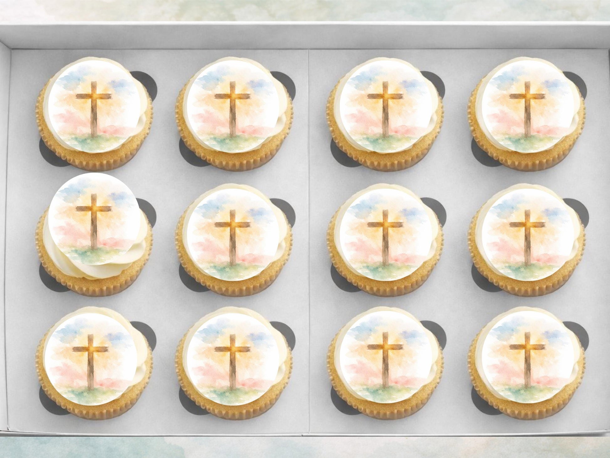 Easter Cross Edible Cupcake Toppers – Religious Easter Cake Decorations