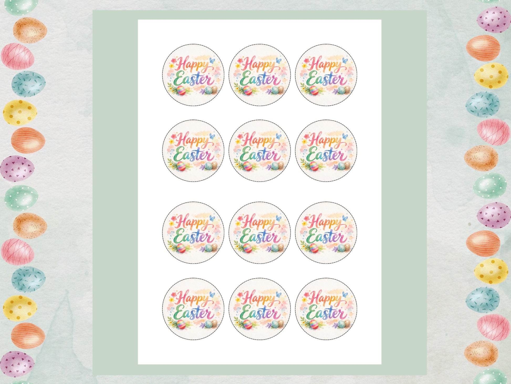 Happy Easter Edible Cupcake Toppers, Easter Cake Decorations