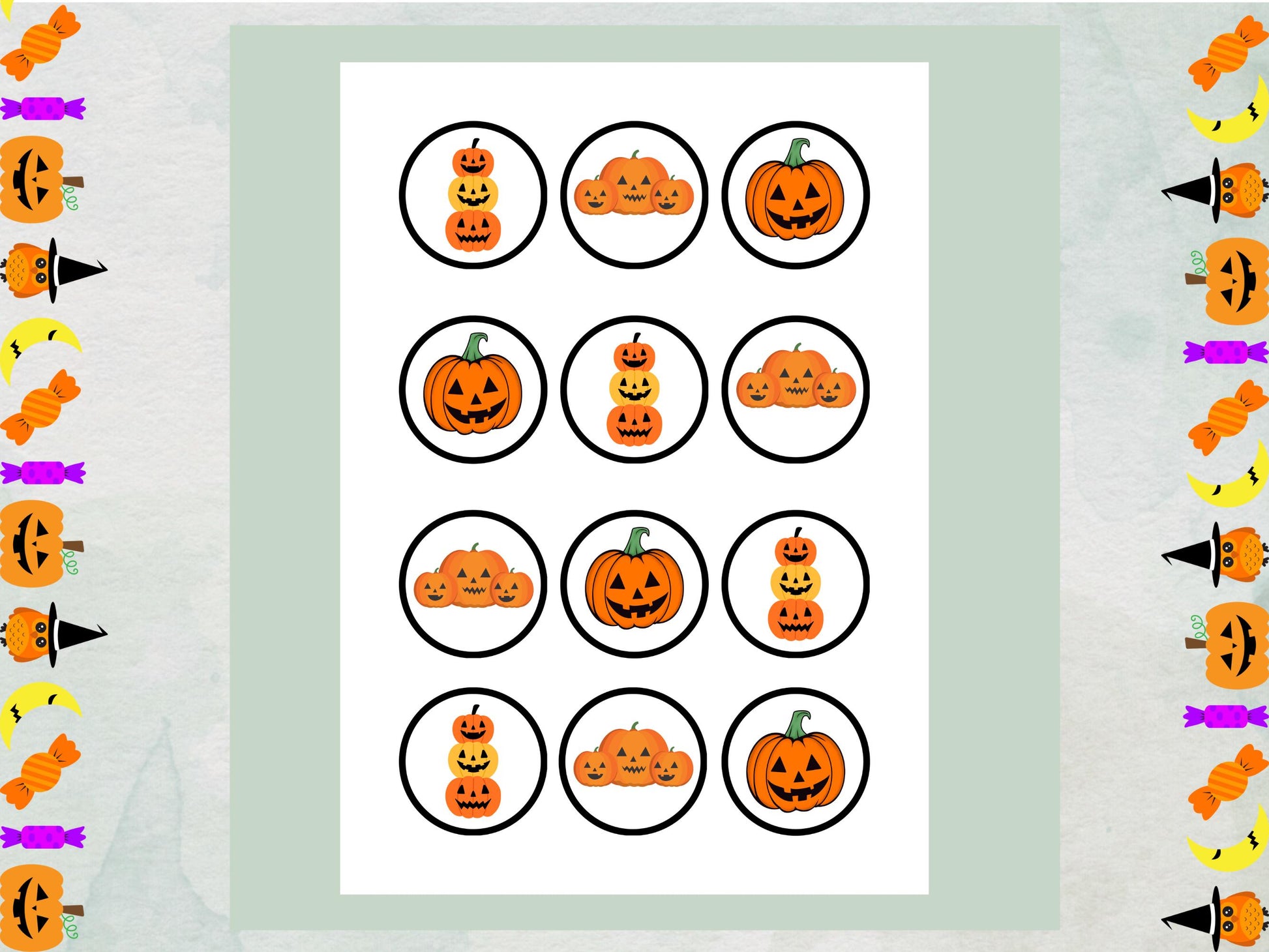12 Pumpkin Halloween Edible Cupcake Toppers – Pre-cut, 2" (Wafer Paper, Card, Icing Sheet)