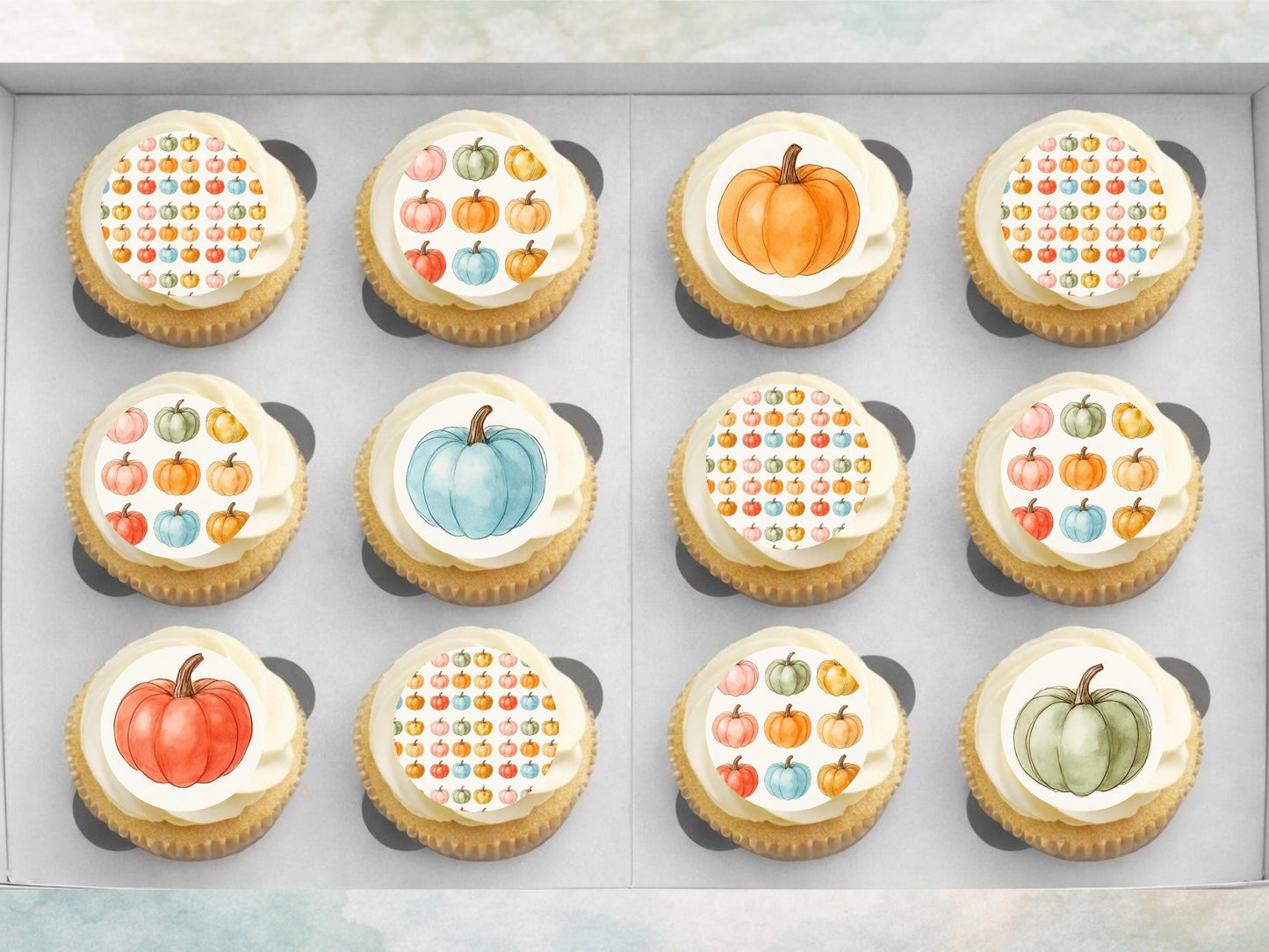 Pumpkin Halloween Edible Cupcake Toppers – 12 x 2" Wafer Paper, Card, or Icing Sheet
