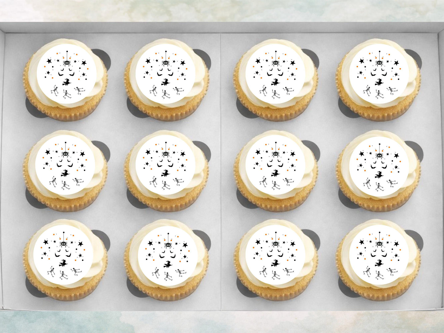 Spooky Halloween Edible Cupcake Toppers – 2" Wafer Paper, Card, or Icing Sheet