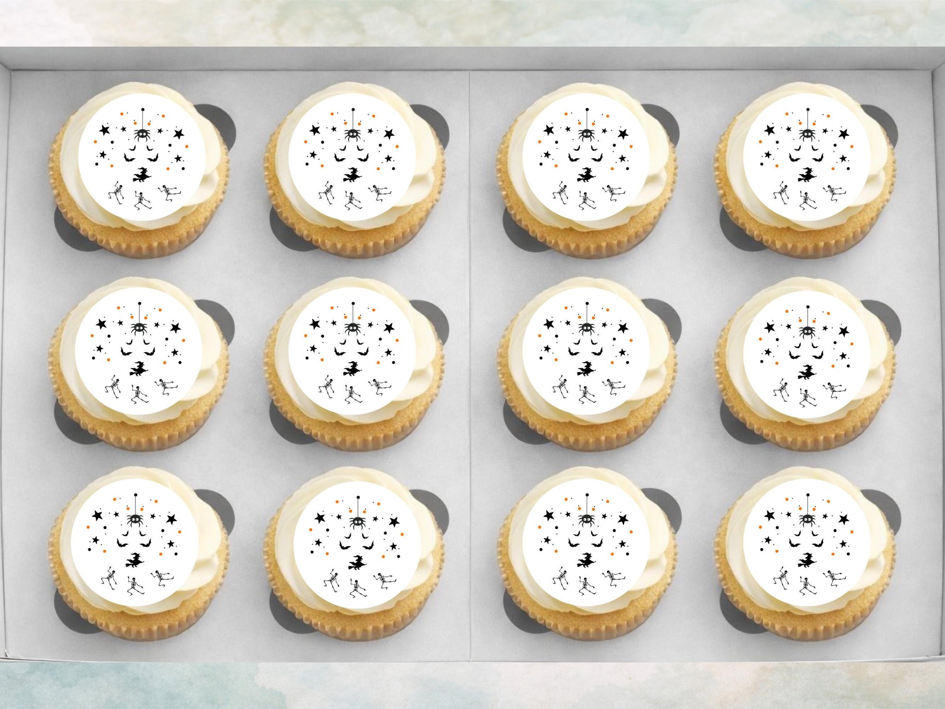 Spooky Halloween Edible Cupcake Toppers – 2" Wafer Paper, Card, or Icing Sheet