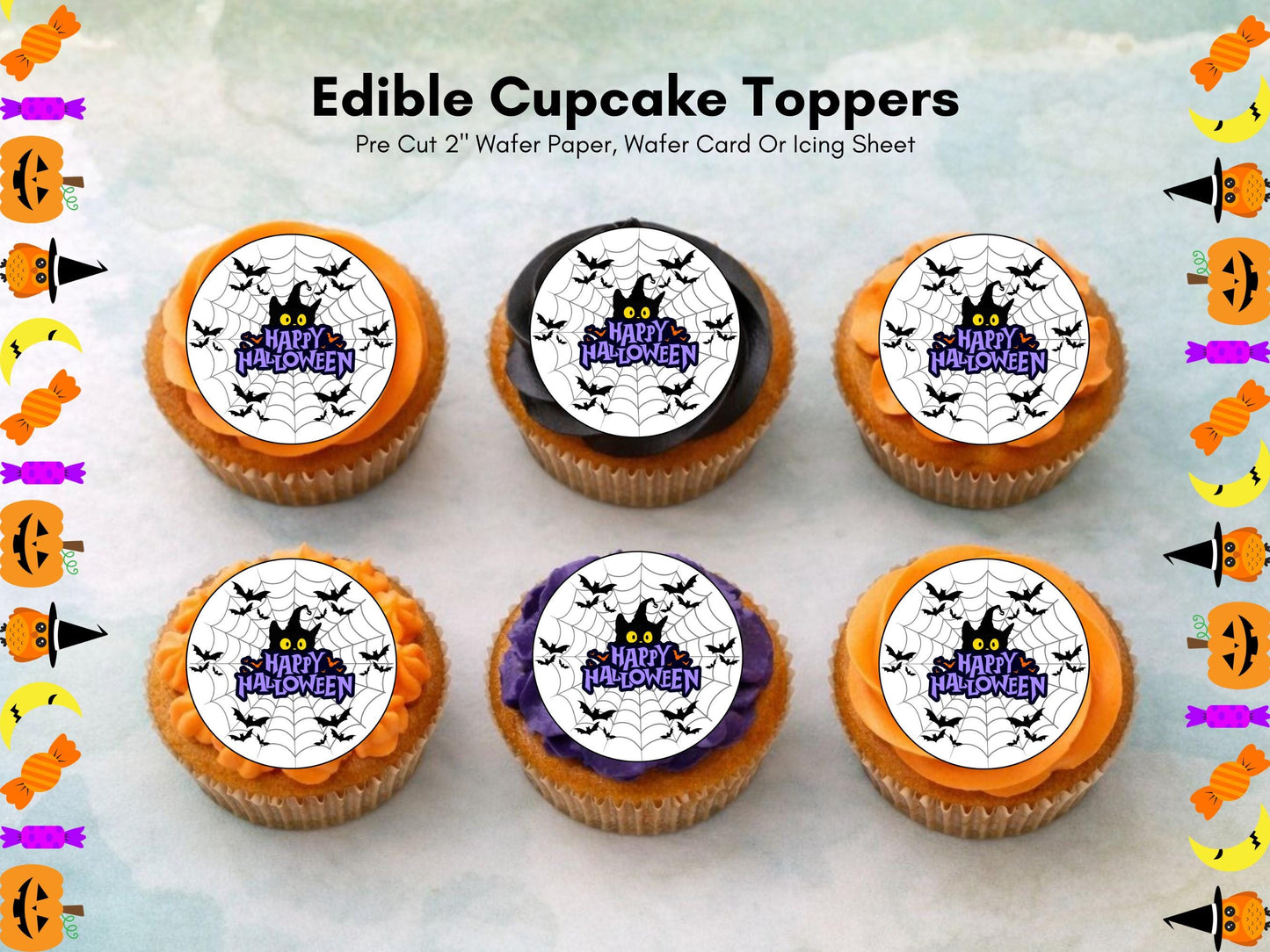 Spooky Halloween Cupcake Toppers – Edible Wafer Paper Decorations