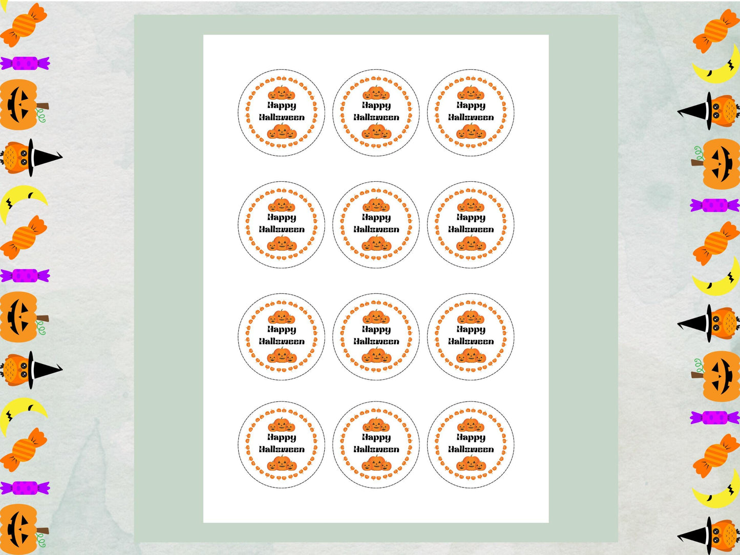 Pumpkin Edible Cupcake Toppers 12 x 2" – Pre cut Wafer Paper, Card or Icing Sheet, Happy Halloween