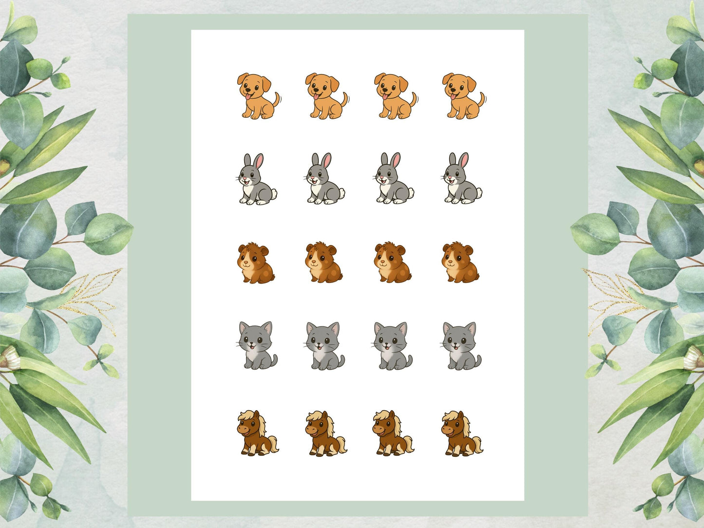 Pet Animal Edible Cake Pop Toppers: 20 x 1.5" Wafer Paper or Wafer Card