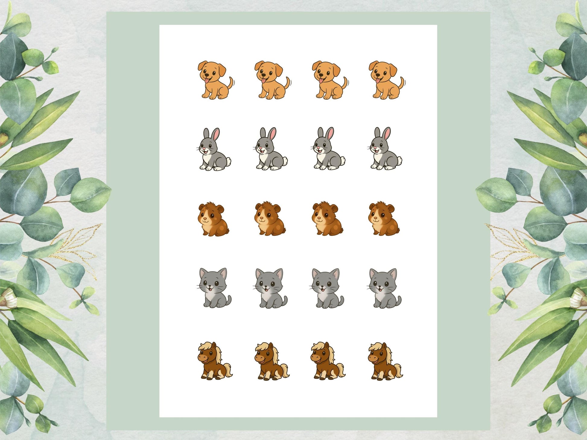 Pet Animal Edible Cake Pop Toppers: 20 x 1.5" Wafer Paper or Wafer Card