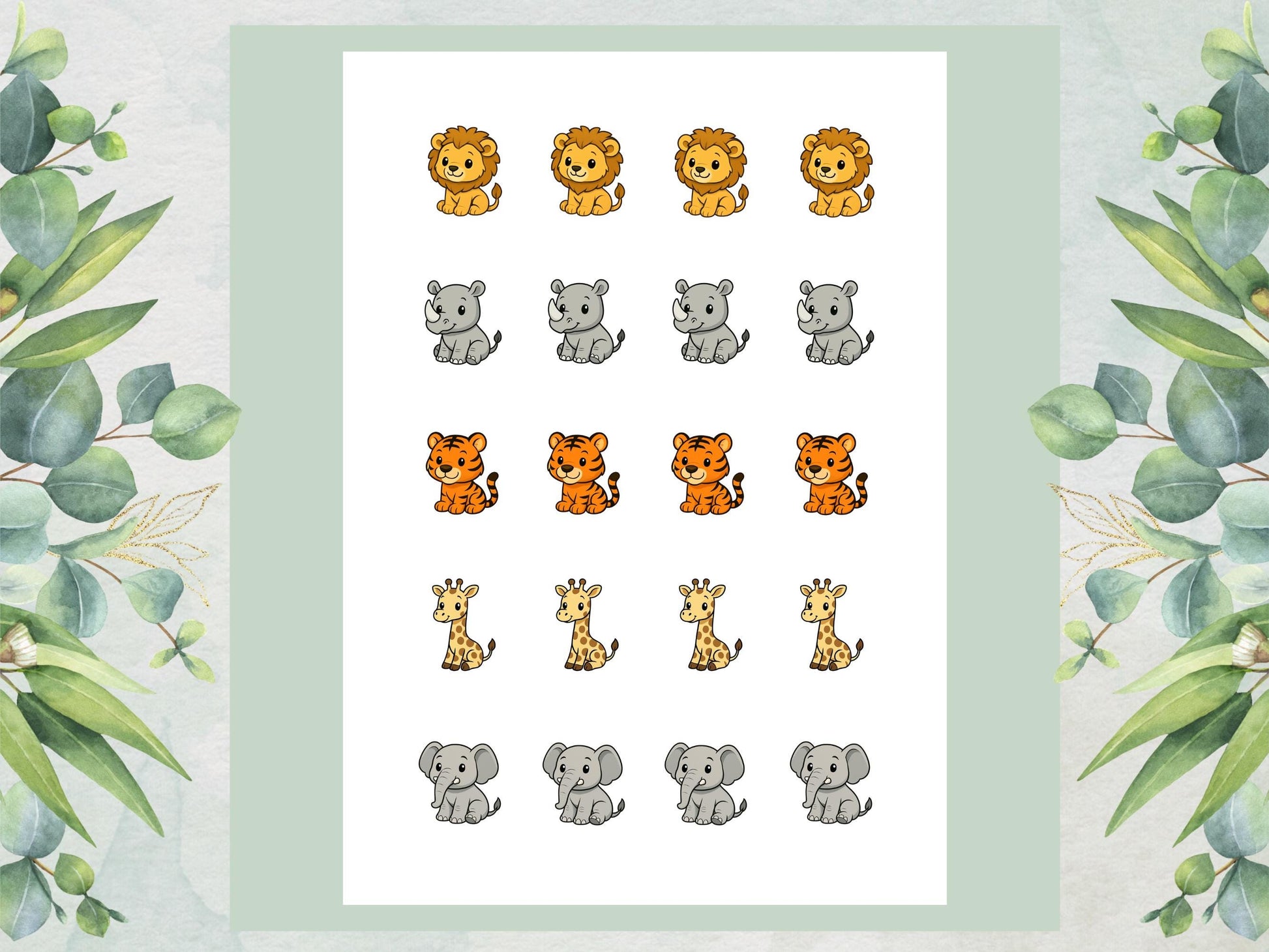 Zoo Animal Edible Cake Pop Toppers: 20 x 1.5" Wafer Paper or Wafer Card