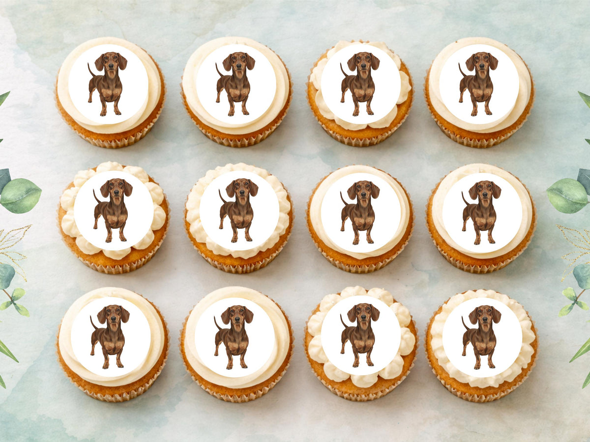 Dachshund Cupcake Toppers: Sausage Dog Cake Decoration