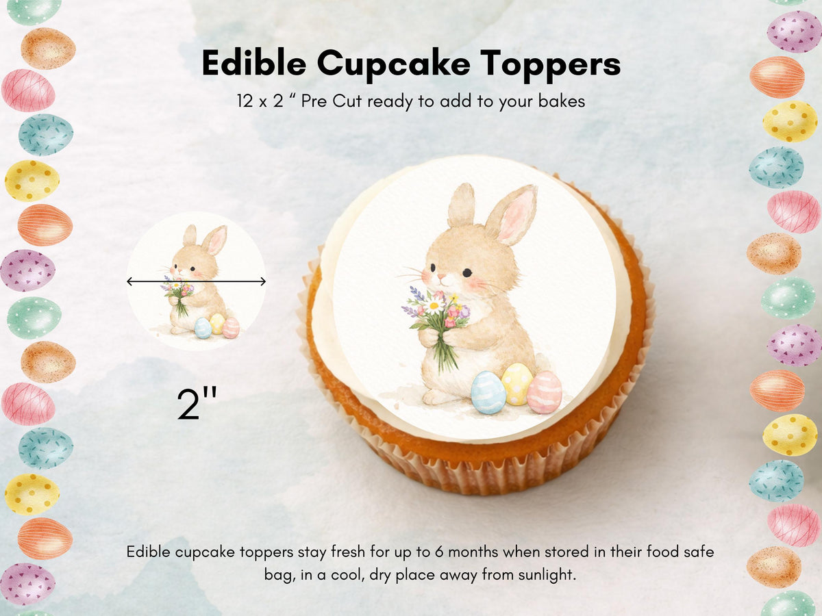 Easter Edible Cupcake Toppers, Spring Bunny, Chick and Lamb Cake Decorations