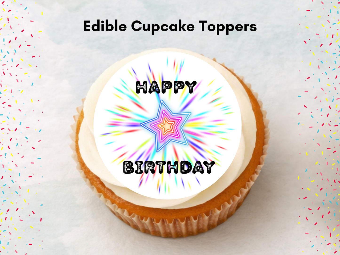 Disco Themed Happy Birthday Edible Cupcake Toppers – Retro Cake Decorations