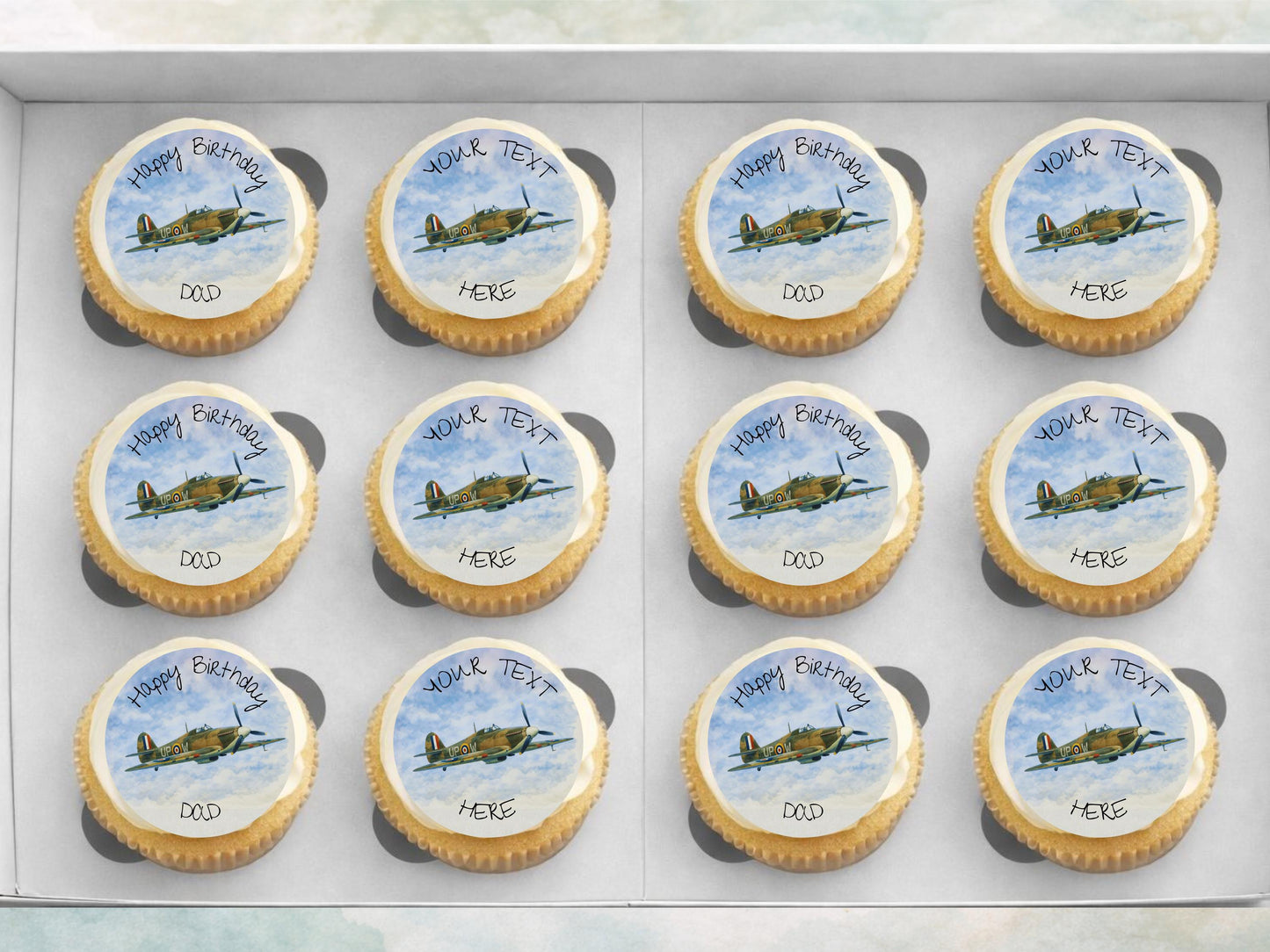 Personalised Hurricane Airplane Edible Cupcake Toppers – Airshow Cake Decorations