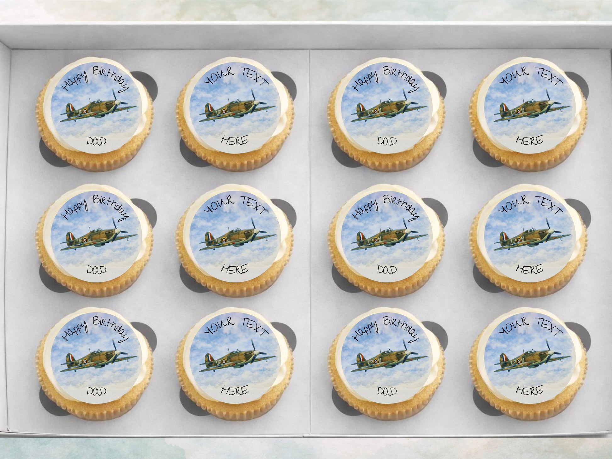 Personalised Hurricane Airplane Edible Cupcake Toppers – Airshow Cake Decorations
