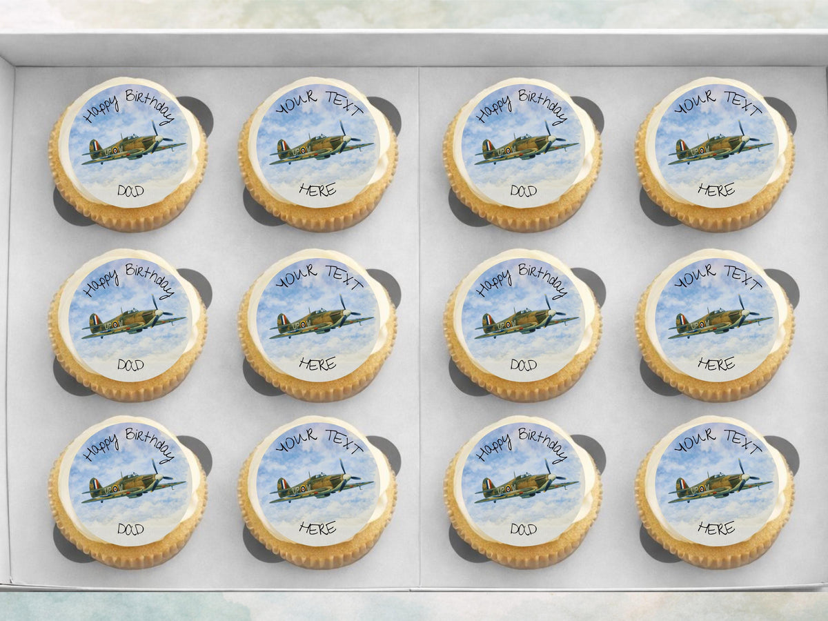 Personalised Hurricane Airplane Edible Cupcake Toppers – Airshow Cake Decorations