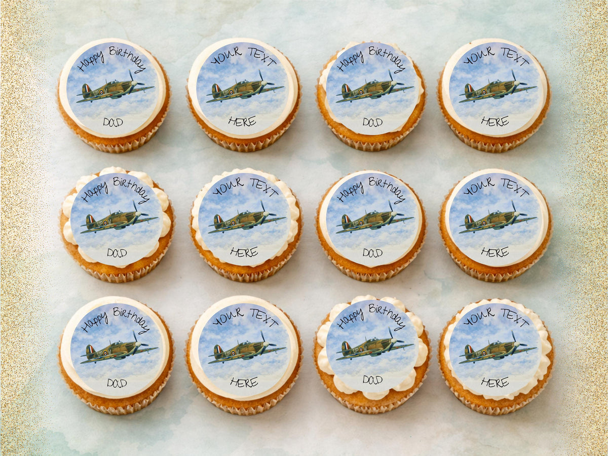 Personalised Hurricane Airplane Edible Cupcake Toppers – Airshow Cake Decorations