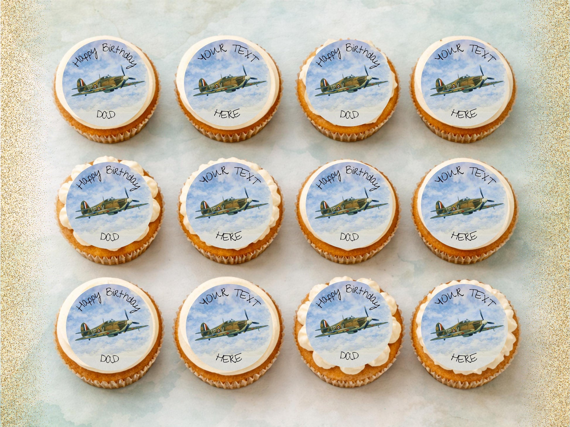 Personalised Hurricane Airplane Edible Cupcake Toppers – Airshow Cake Decorations