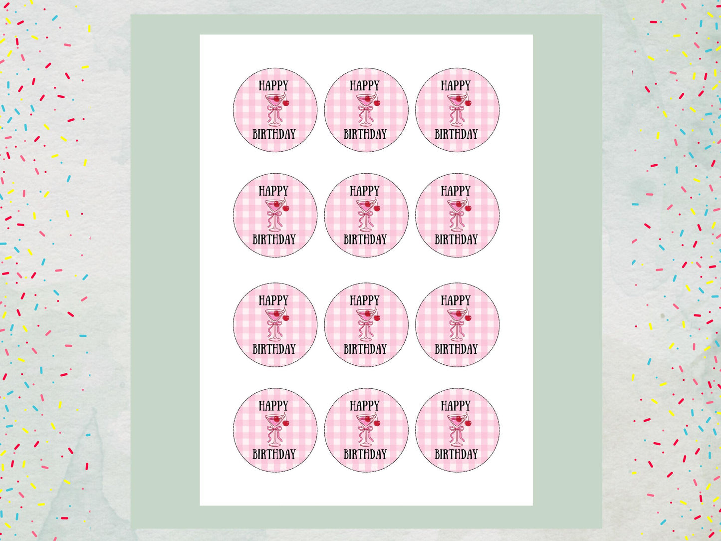 Pink Happy Birthday Edible Cupcake Toppers – Birthday Cake Decorations