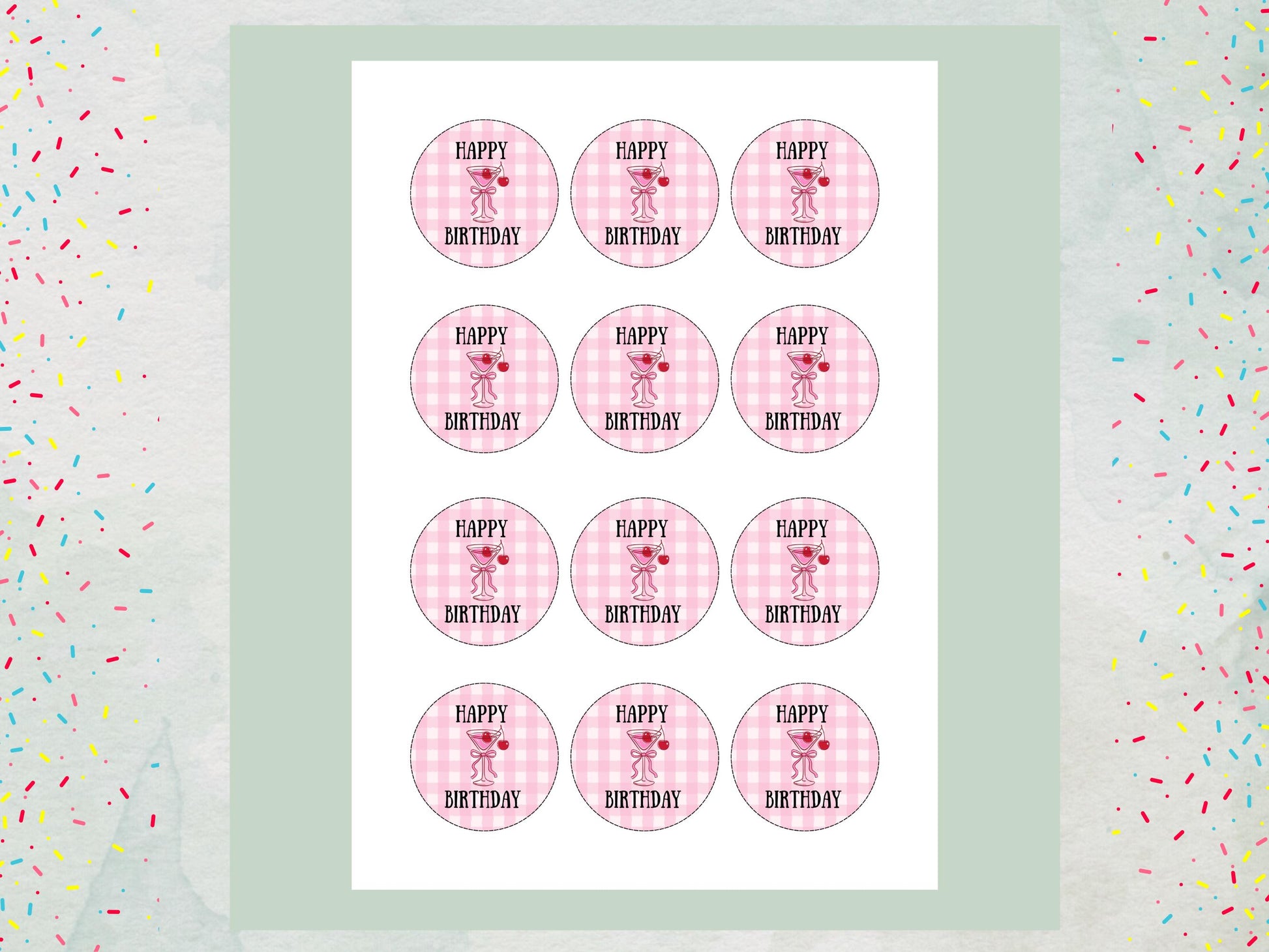 Pink Happy Birthday Edible Cupcake Toppers – Birthday Cake Decorations