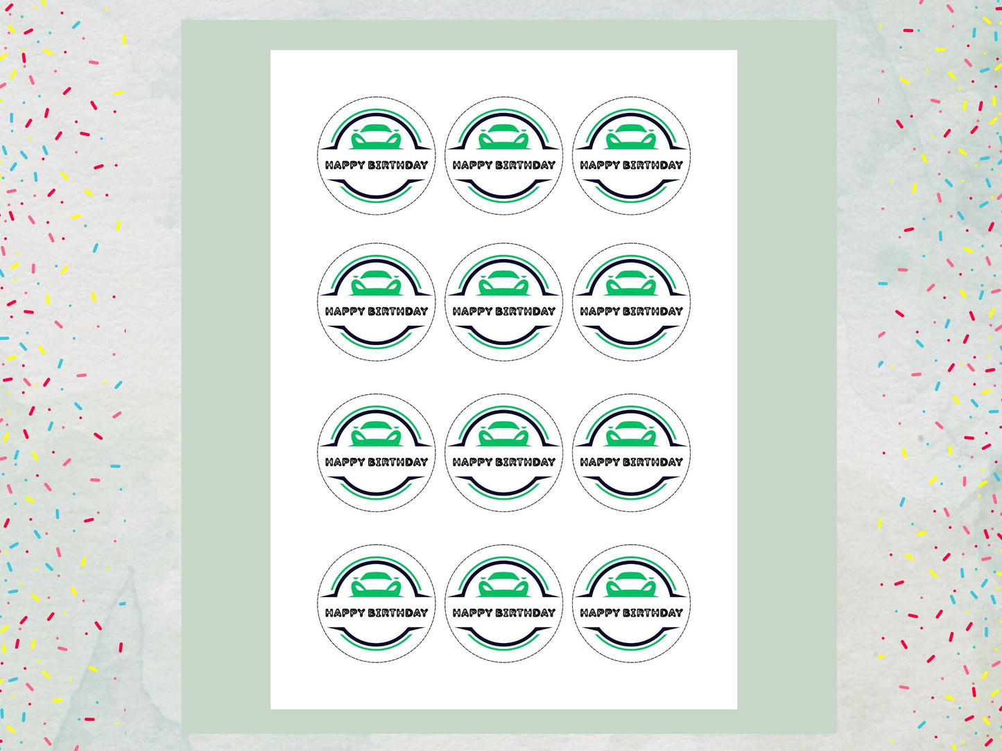 Sports Car Edible Cupcake Toppers – 12 x 2" Car Cake Topper