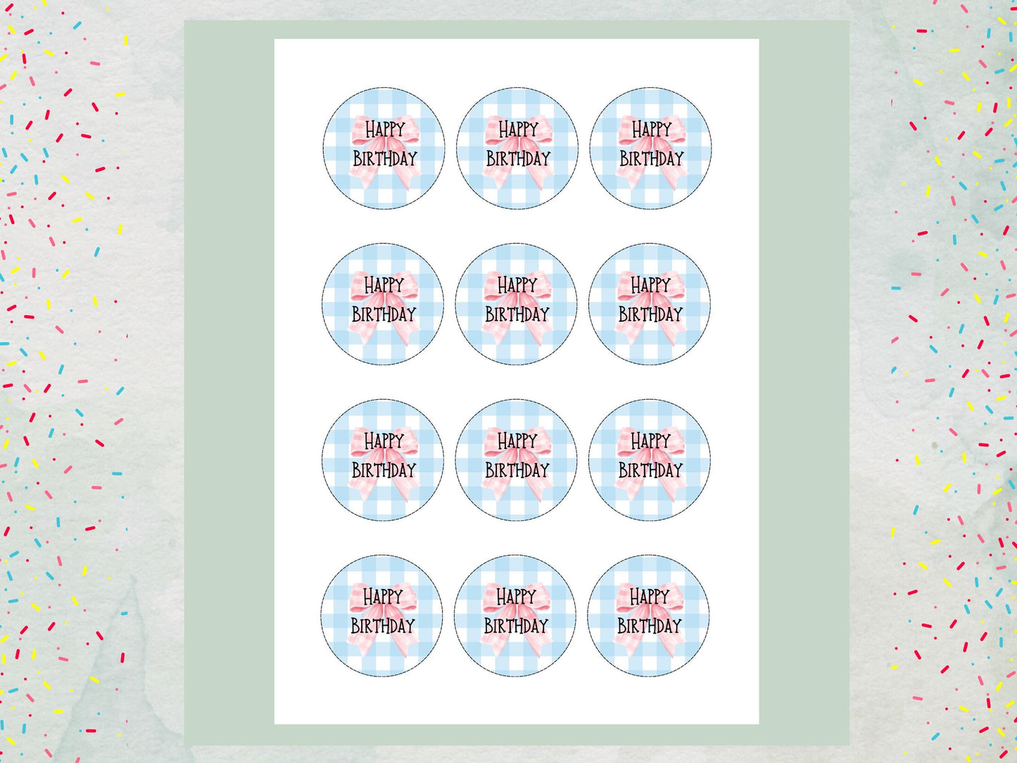 Blue and Pink Happy Birthday Edible Cupcake Toppers – Birthday Cake Decorations