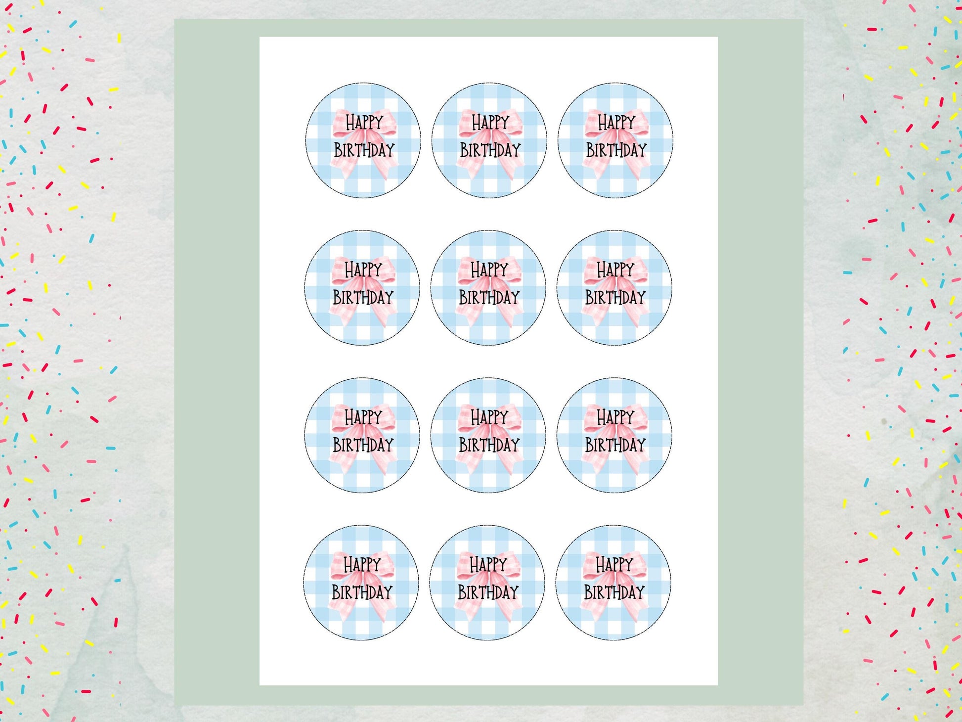 Blue and Pink Happy Birthday Edible Cupcake Toppers – Birthday Cake Decorations