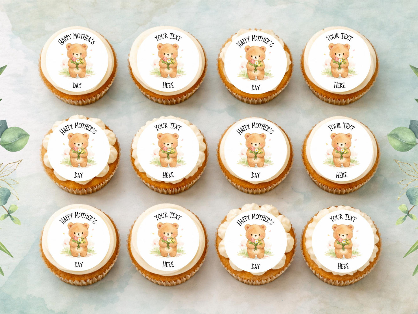 Personalised Happy Mother's Day Cupcake Toppers: Edible Cake Decorations