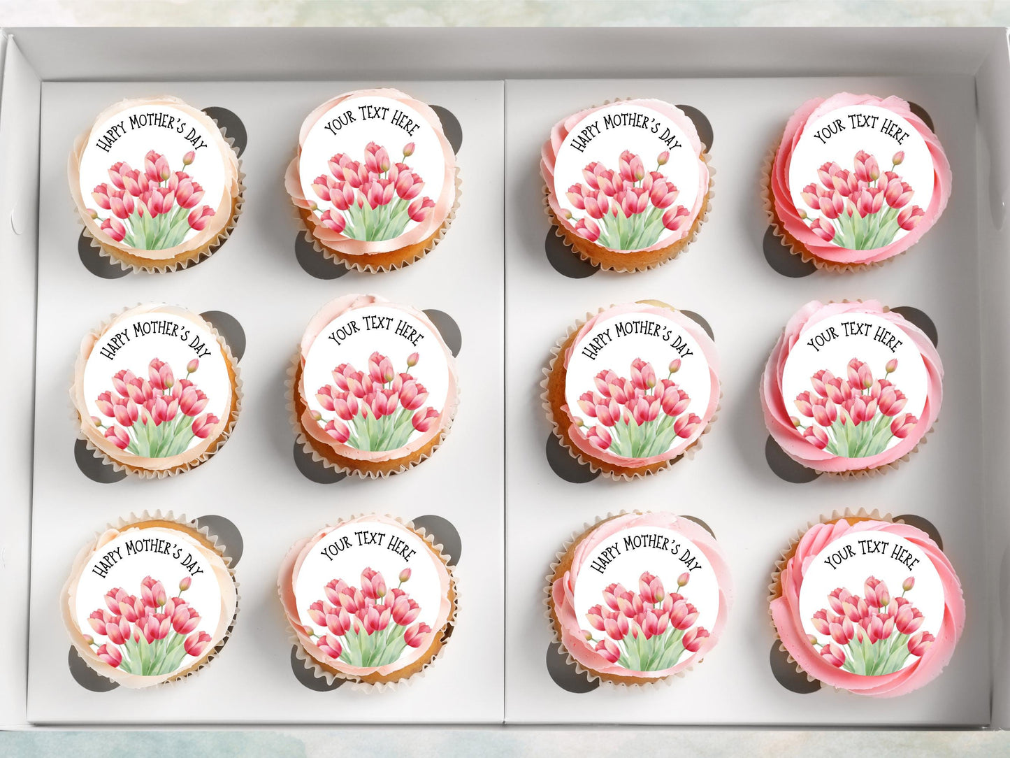 Personalised Happy Mother's Day Cupcake Toppers: Edible Cake Decorations