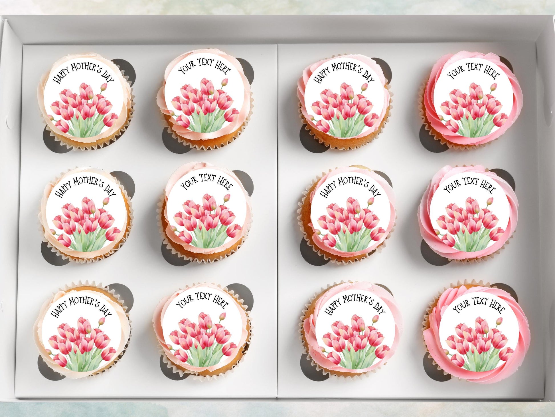Personalised Happy Mother's Day Cupcake Toppers: Edible Cake Decorations