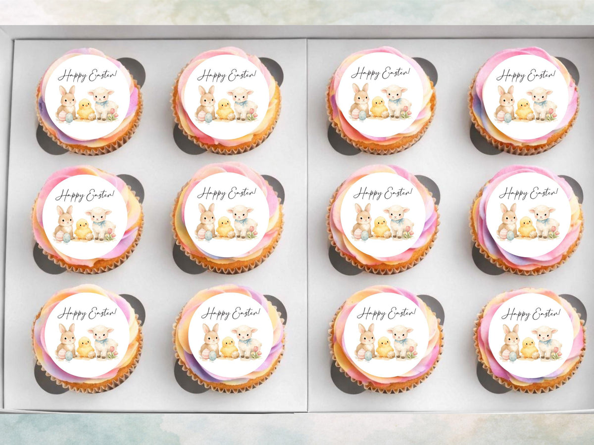 Happy Easter Edible Cupcake Toppers – Easter Bunny Cake Decorations