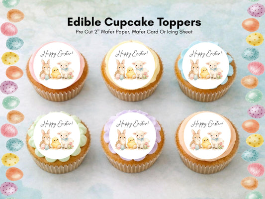 Happy Easter Edible Cupcake Toppers – Easter Bunny Cake Decorations