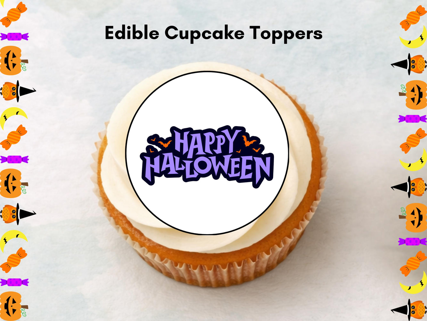 Halloween Cupcake Toppers – Spooky Witch, Pumpkin & Skeleton (Pre-Cut)